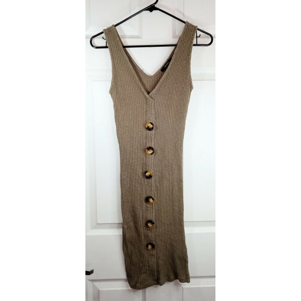 Forever 21 V-Neck Sweater Tank Dress Knee Length Buttons Size Medium